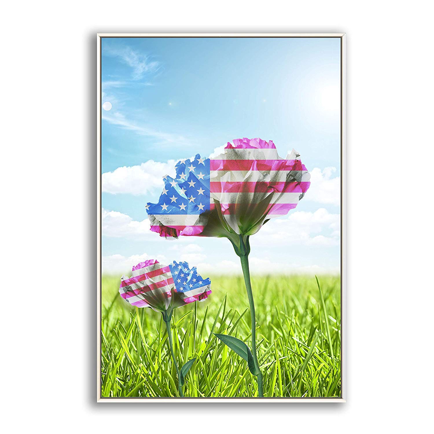 Floating Framed Canvas Wall Art - 16x24 Inch American Flower Print for Living Room & Bedroom Decor - Ready to Hang Home Decoration | Perfect for Housewarming Gifts & Interior Design