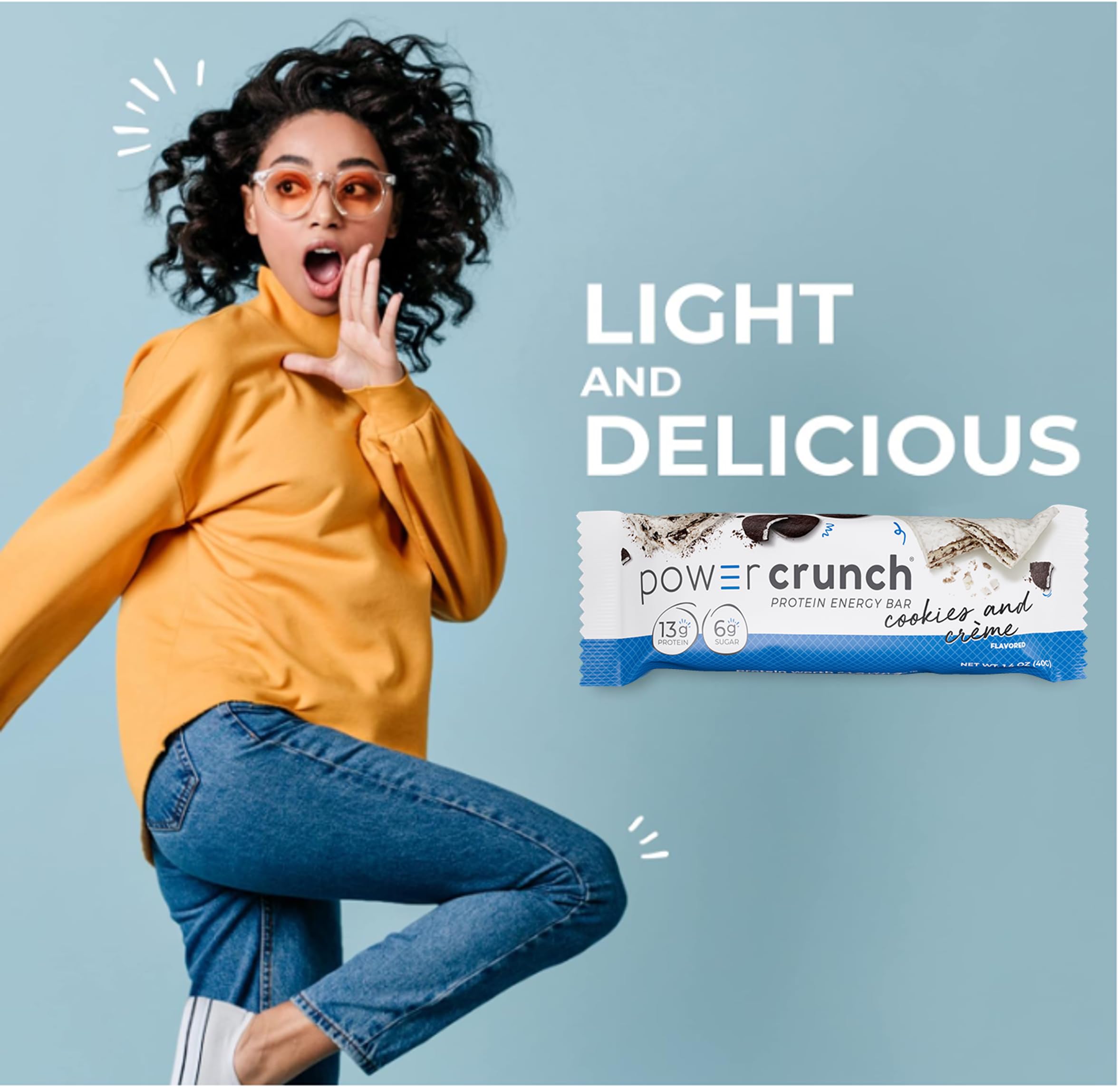 Power Crunch Protein Bars - High Protein Snacks with Delicious Cookies & Crème Flavor, 1.4oz (12 Pack) | Ideal for Gym Workouts, Hiking & Healthy On-the-Go Nutrition