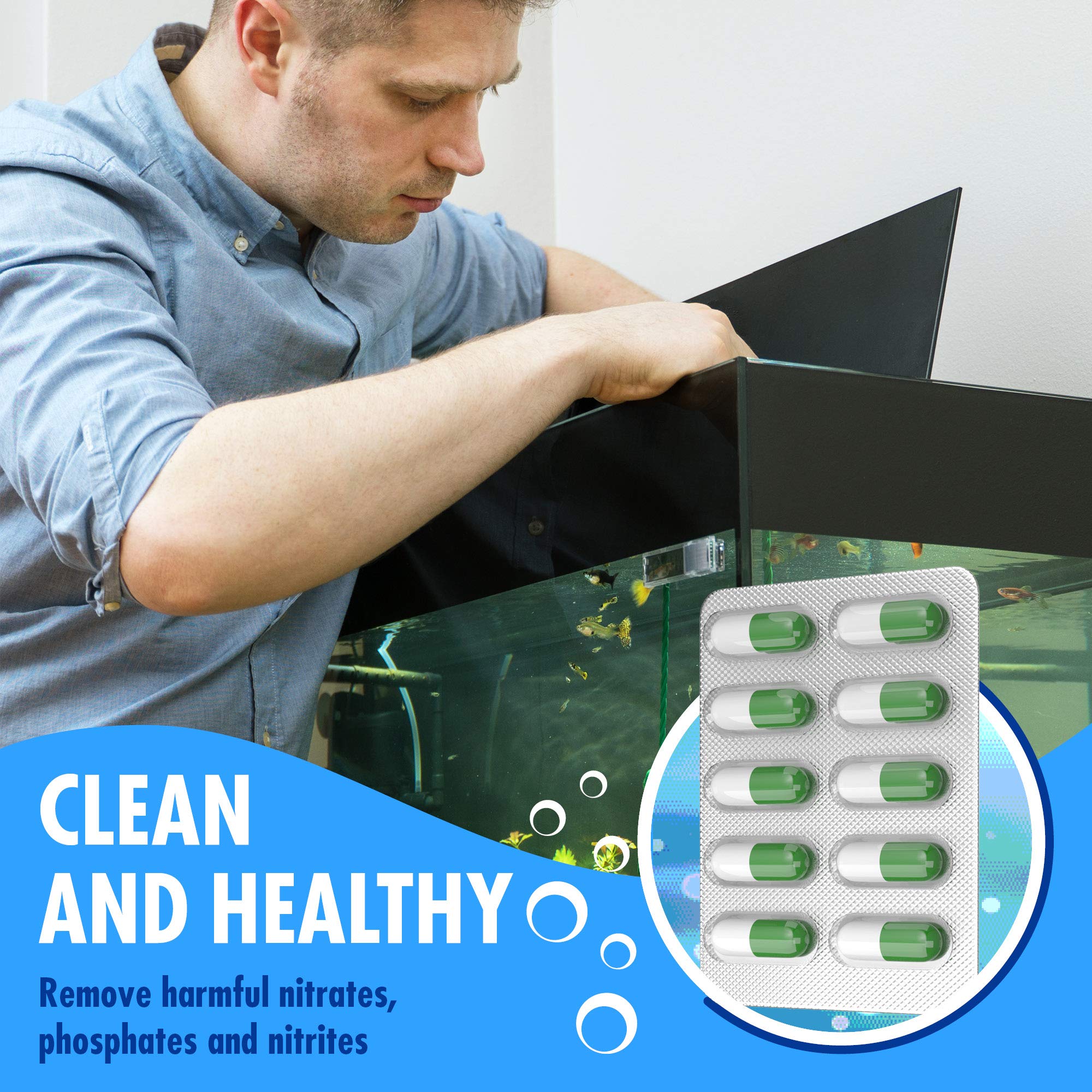 Premium Bio Capsules for Fish Tank - Natural Water Cleaner & Clarifier for Freshwater & Saltwater Aquariums - Maintains Crystal Clear Water for Healthy Fish - Ideal for Home, Office & Pet Store Aquariums