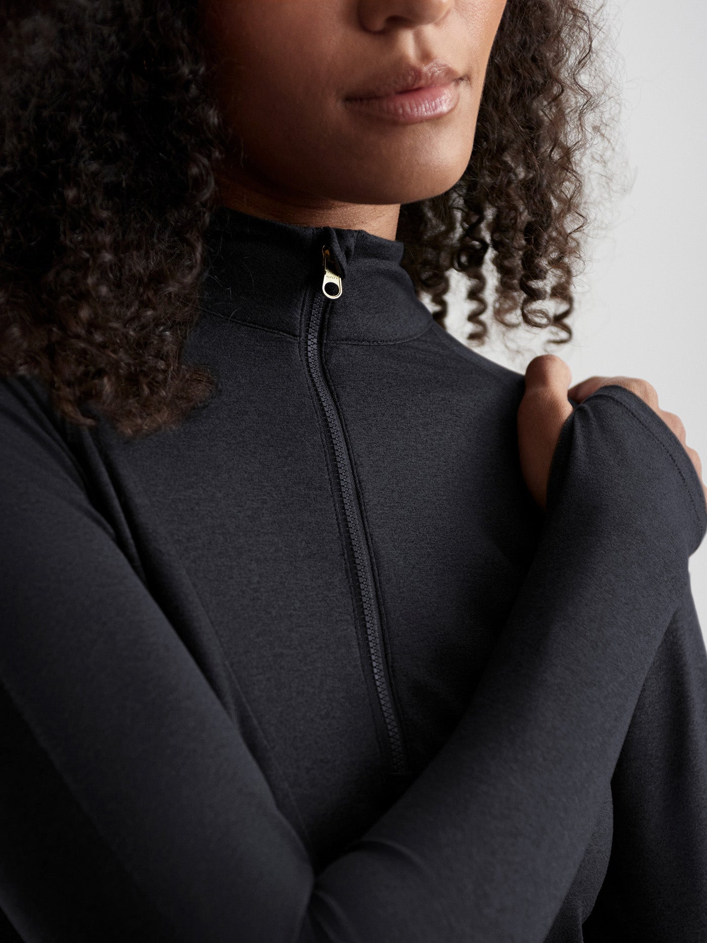 Varley Always Warm Base Layer Half Zip - Thermal Long Sleeve Shirt for Women, Black Marl - Perfect for Winter Hiking, Yoga & Cold Weather Activities