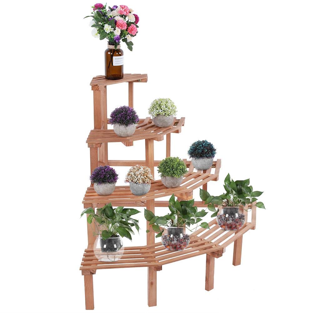 4-Tier Pine Wood Corner Shelf - Plant Stand for Flower Pots, Garden Decor & Indoor/Outdoor Display | Perfect for Small Spaces, Balconies & Patios