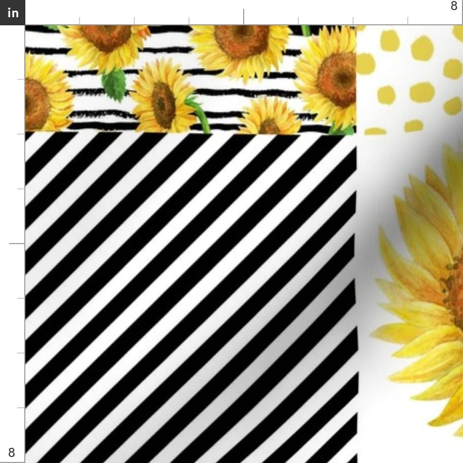 Sunflower Printed Minky Fabric Fat Quarter - Soft Plush Quilt Backing Material for Baby Blankets, Nursery Decor & Sewing Projects - Yellow Cheater Quilt Fabric with Floral Design
