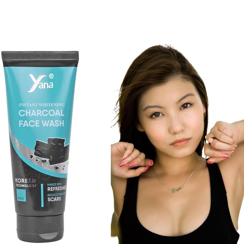 Instant Whitening Activated Charcoal Face Wash for Men - Korean Technology Deep Cleansing, Oil Control & Shine Reduction - Daily Skincare for Oily & Acne-Prone Skin - Perfect for Morning & Night Routine