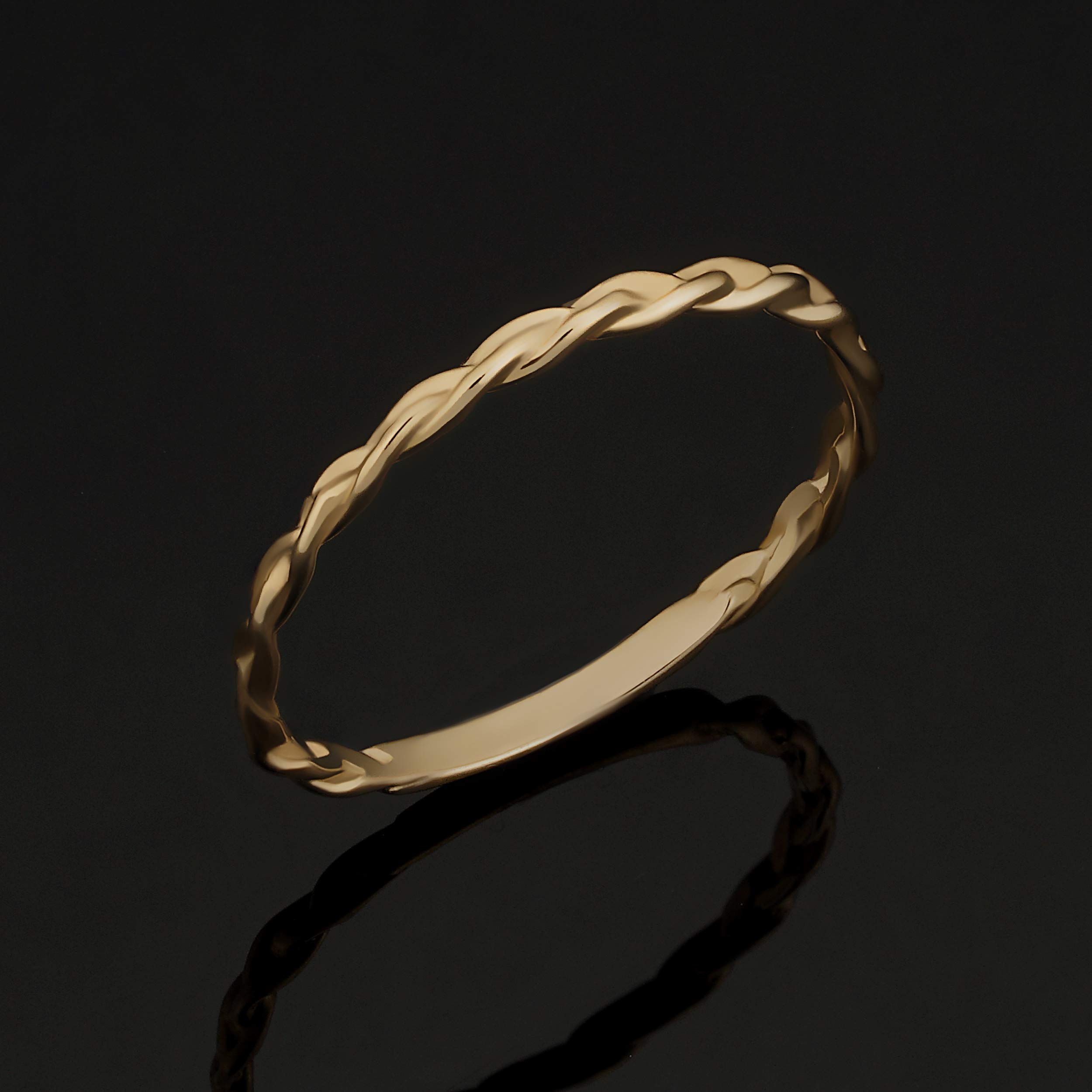 14K Yellow, White or Rose Gold Braided Band Ring for Women - Minimalist Stackable Jewelry - Perfect for Everyday Wear, Gifts & Special Occasions