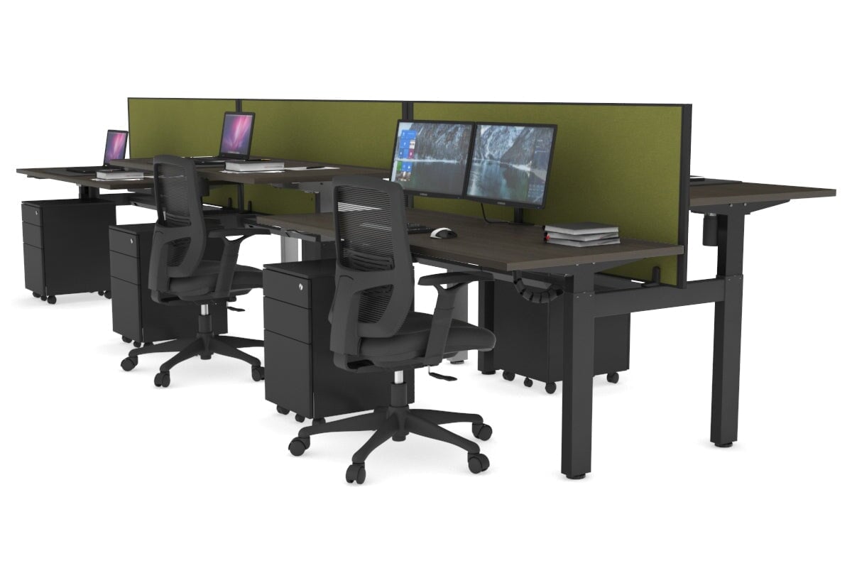 Adjustable 6-Person H Bench Workstation with Black Frame [1400L x 700W] - Perfect for Office, Conference Room, or Collaborative Workspace