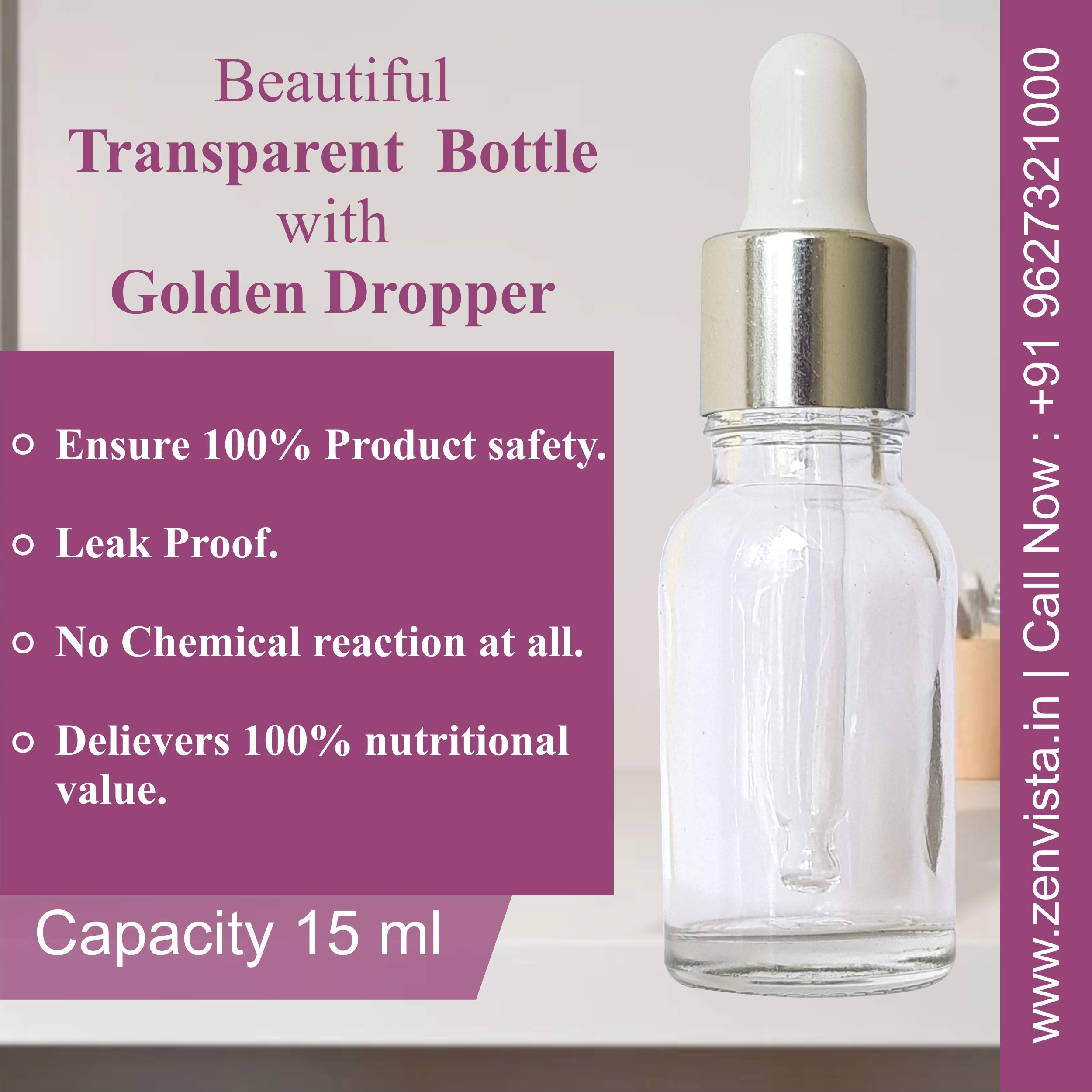 Premium 15ml Empty Glass Bottles with Silver Plating Dropper - Essential Oil Bottles, Perfume Containers, Serum Storage (Pack of 3) for DIY Beauty, Aromatherapy & Travel Use
