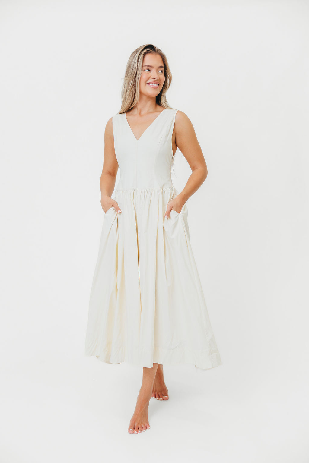 Cece 100% Cotton Off White Maxi Dress with Bow Detail - Elegant Summer Beach Dress for Women, Perfect for Vacations, Weddings & Outdoor Parties