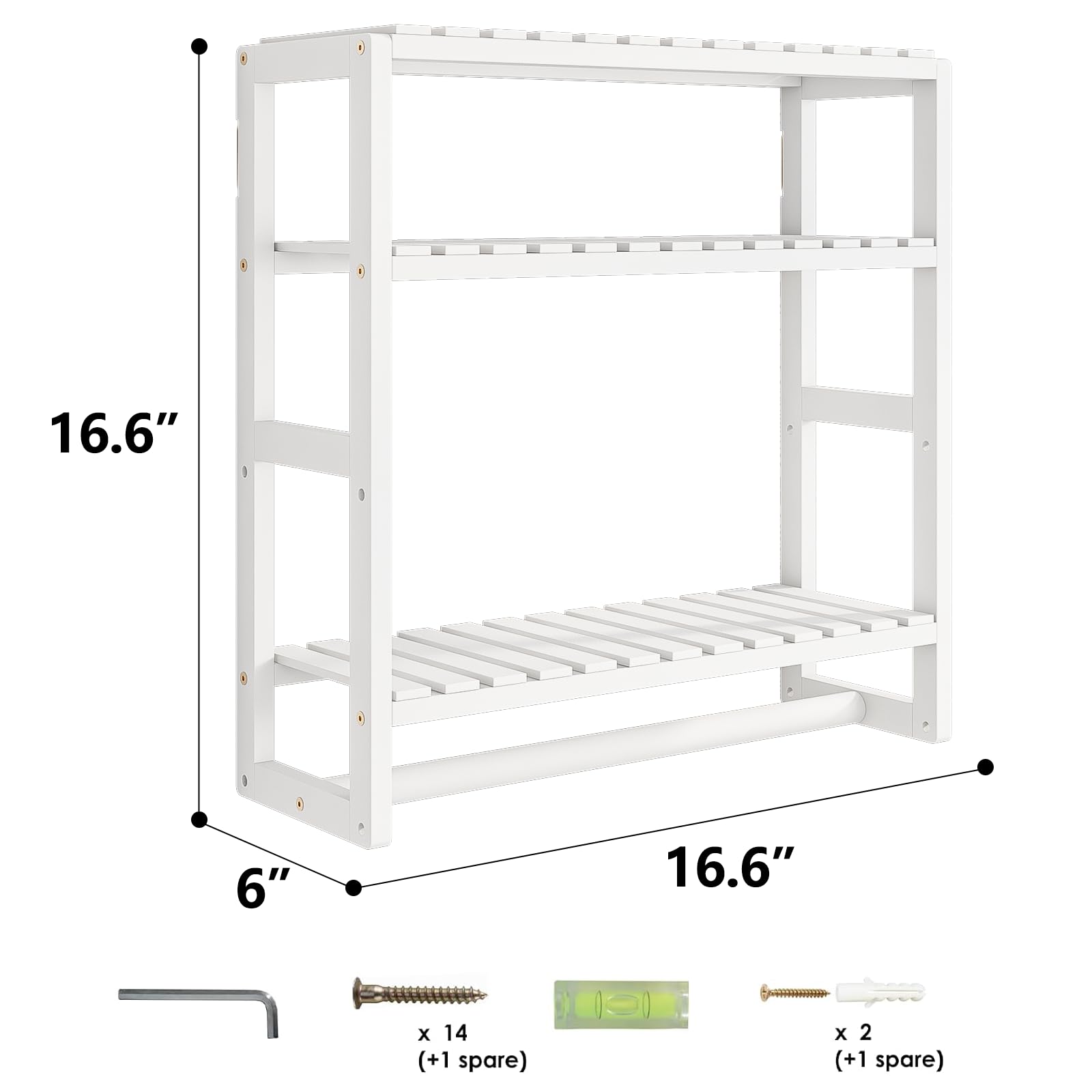 3-Tier Bamboo Towel Rack with Shelves - Over Toilet Wall Mounted Storage Organizer for Bathroom, Laundry Room & Kitchen - Space Saving Paper Holder & Towel Bar for Small Bathrooms & Apartments