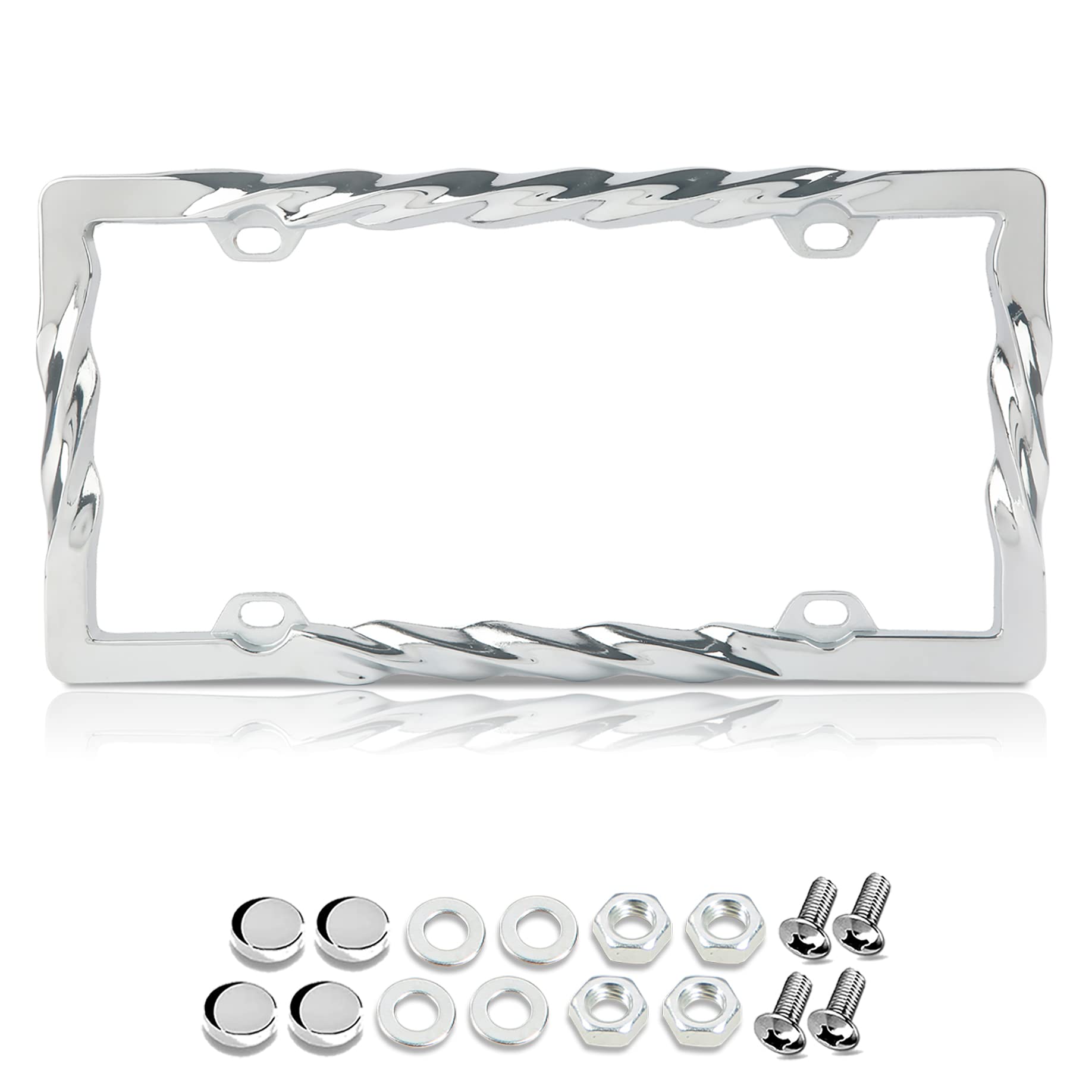Barbed Wire License Plate Frame - Heavy Duty Chain Link Design, Chrome Plated for Men - Funny & Cool Car Accessory for Trucks, Jeeps & Off-Road Vehicles
