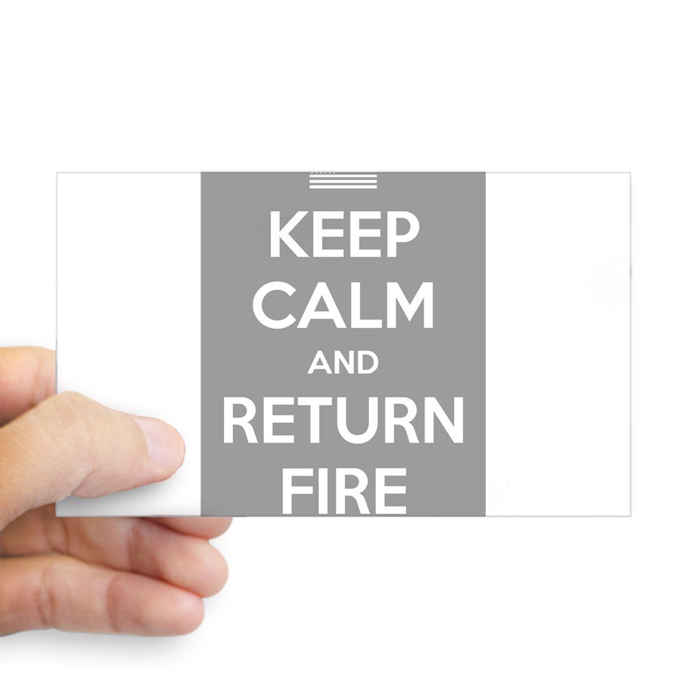 Keep Calm and Return Fire Sticker - Durable Rectangle Bumper Decal for Cars, Trucks & Laptops - Funny Military Motivational Vinyl Sticker for Windows, Notebooks & Gifts