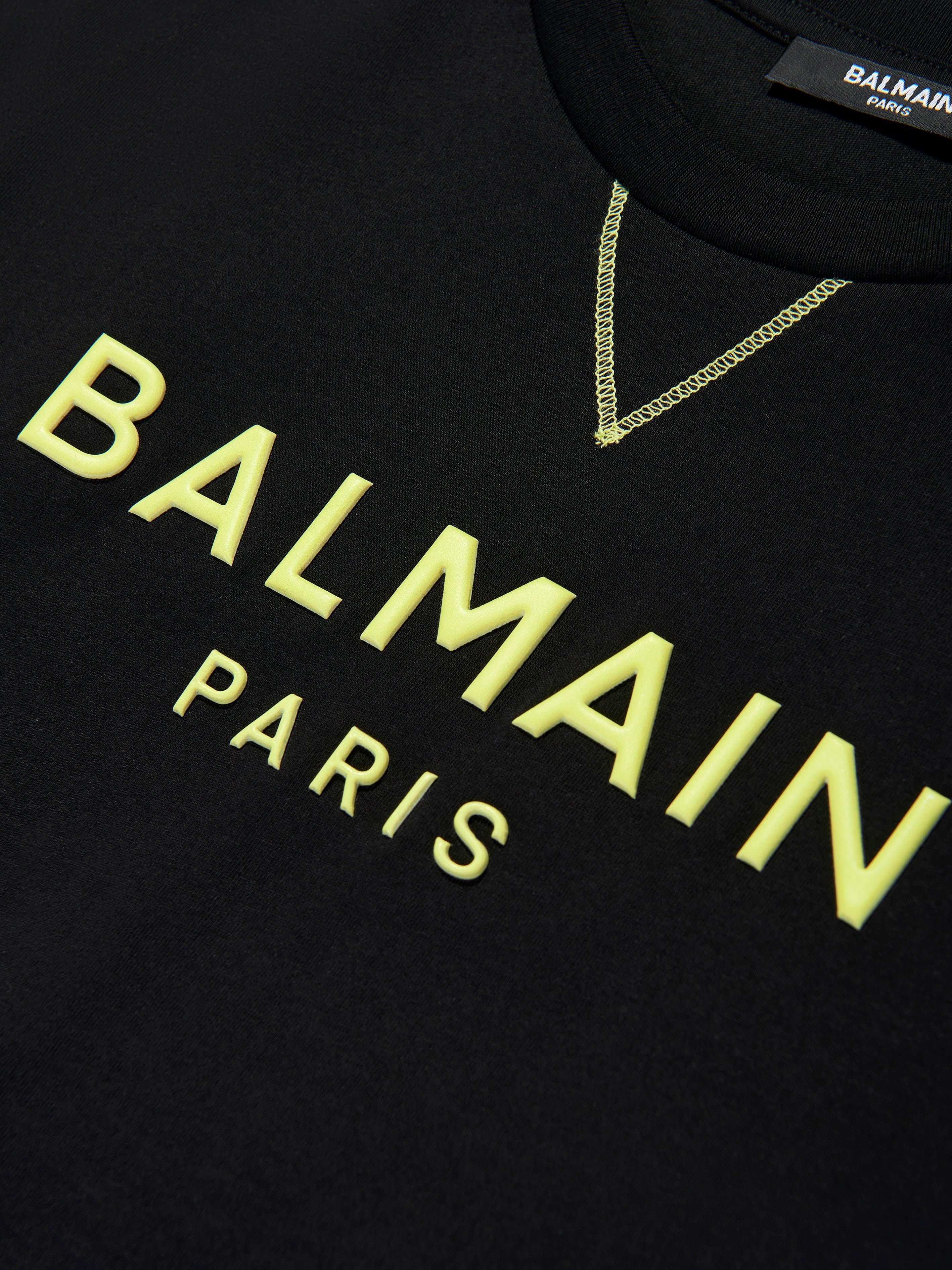 Balmain Kids Logo T-Shirt - Black Cotton Short Sleeve Tee for Boys & Girls | Perfect for Casual Wear, School, and Family Outings