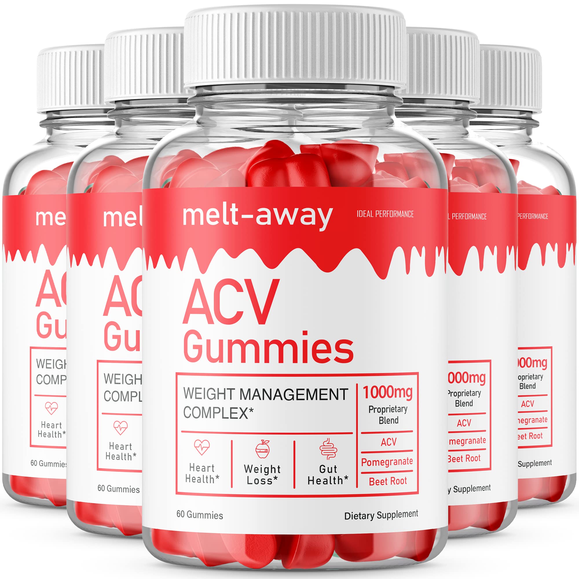IDEAL PERFORMANCE (5 Pack) Apple Cider Vinegar Keto Gummies for Weight Management - 300 Gummies - Supports Ketosis & Metabolism - Perfect for On-the-Go Healthy Lifestyle