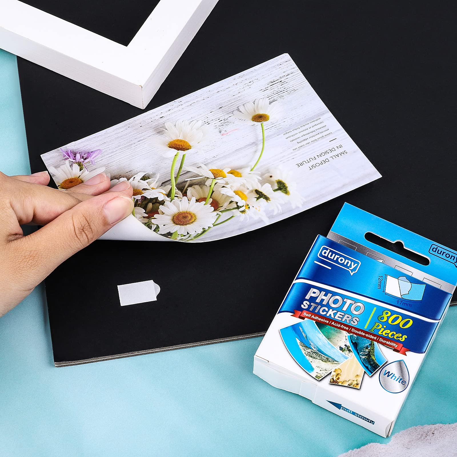 800 Pieces White Double-Sided Self-Adhesive Photo Stickers - Strong Photo Tapes for DIY Scrapbooking, Picture Albums, Journals & Wall Decor - Perfect for Crafting, Memory Books & Home Decoration