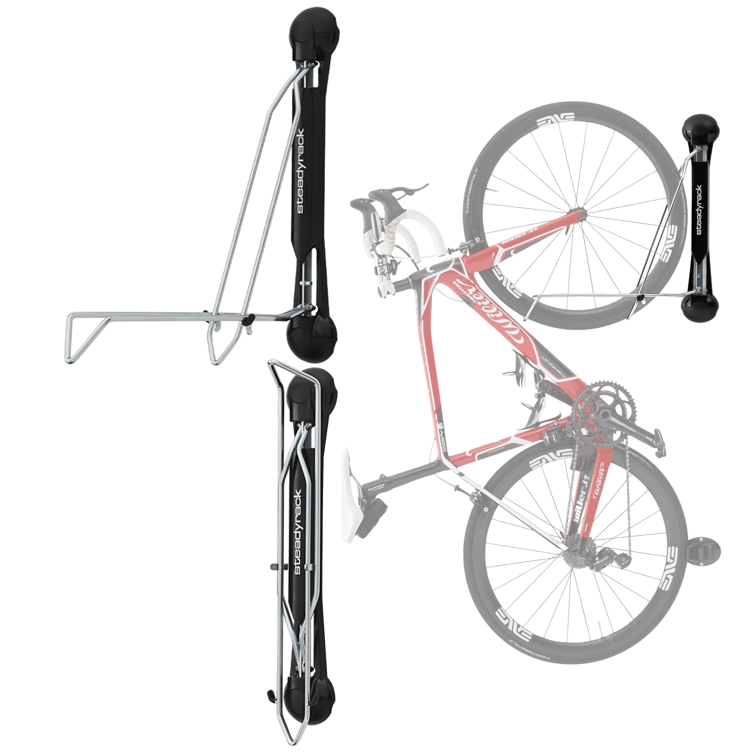 Steadyrack Classic Wall Mount Bike Rack - Space Saving Bicycle Storage for Home, Garage & Bike Parks - Perfect for Indoor & Outdoor Bike Organization