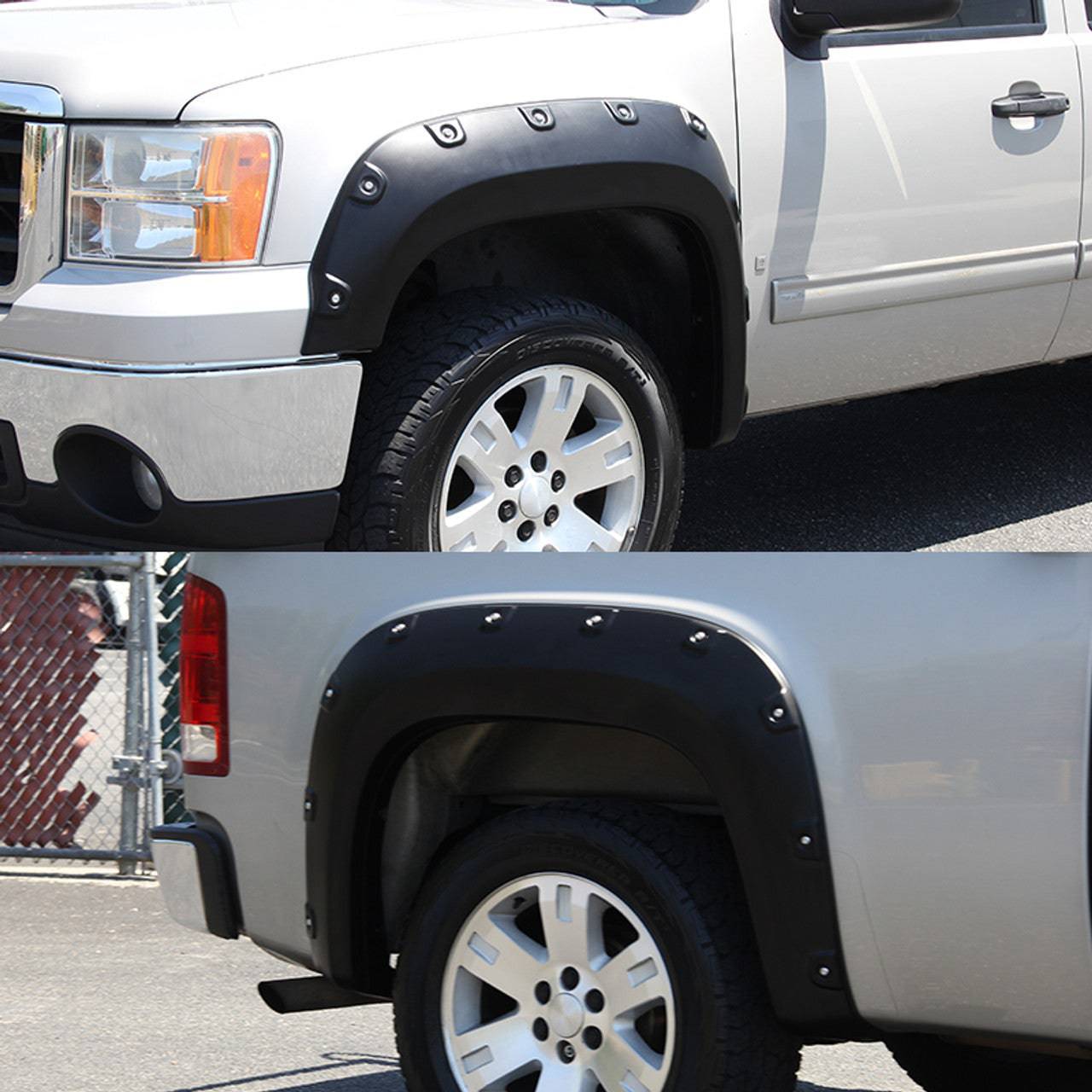 2007-2013 GMC Sierra 1500 Matte Black Polypropylene Fender Flares Set of 4 - Durable Off-Road Protection for Trucks & SUVs - Perfect for Mud, Rocks & Rough Terrain