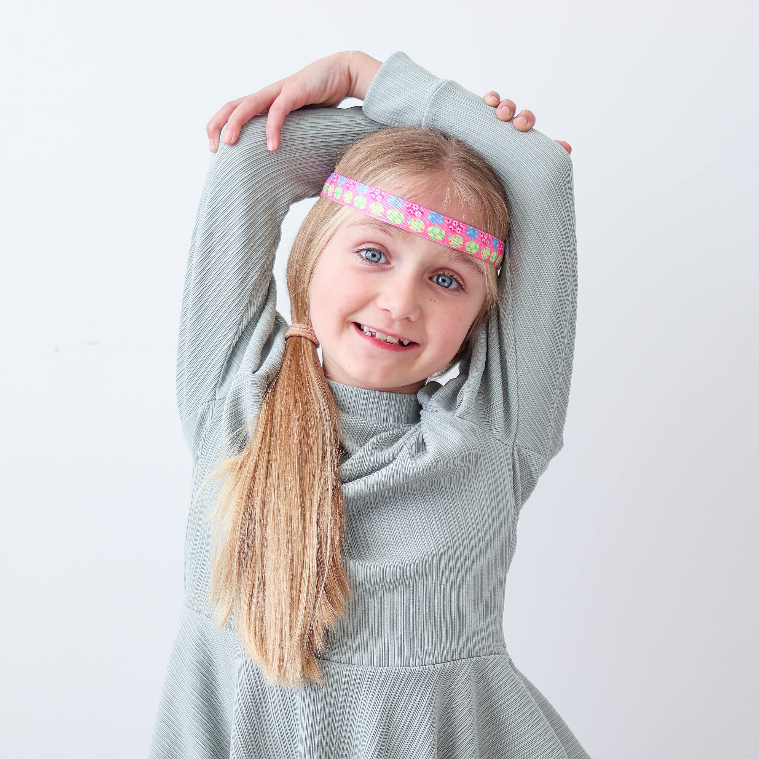 Easter Headbands for Girls - 4 Pack Adjustable No Slip Stretch Elastic Hair Bands, Thin Fabric Hair Accessories for Kids | Perfect for Easter Egg Hunts, Spring Parties & School Events