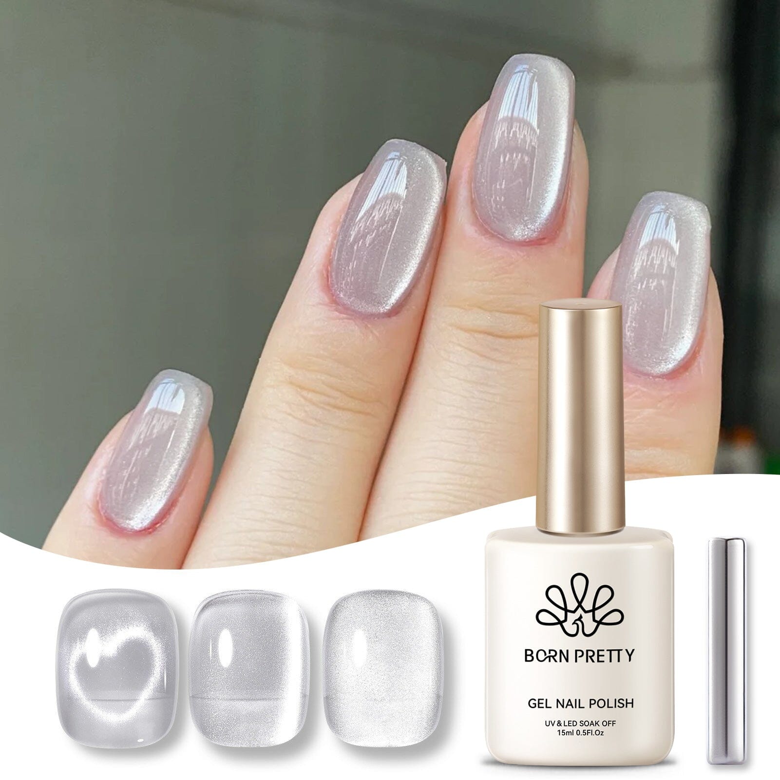 Silver Moonlight Cat Magnetic Gel Polish 15ml - Long Lasting Nail Art Gel for Salon & Home Manicure - Perfect for Parties, Weddings & Special Occasions