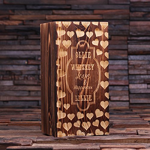 Teals Prairie & Co. Personalized Valentines Day Whiskey Decanter Set with Engraved Wood Gift Box - Romantic Anniversary Gift for Him, Whiskey Lover Present - Perfect for Valentine's, Wedding & Anniversary Celebrations