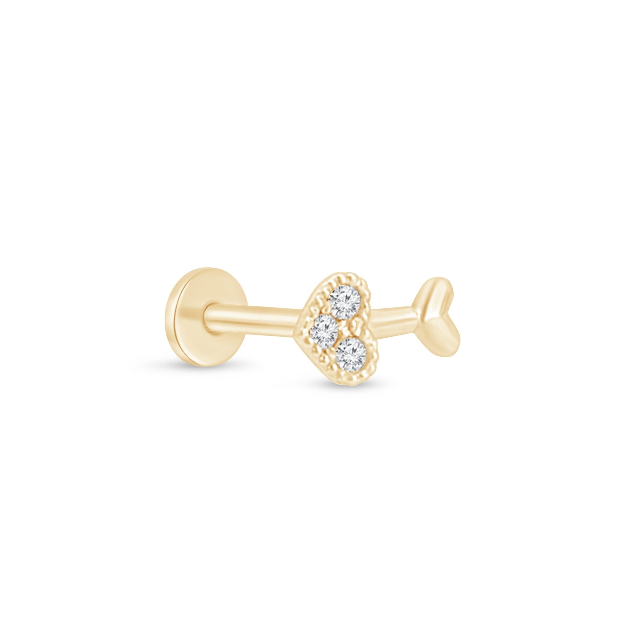 14k Yellow Gold Diamond Heart Cupid's Arrow Stud Earrings - Romantic Gift for Valentine's Day, Anniversary & Special Occasions