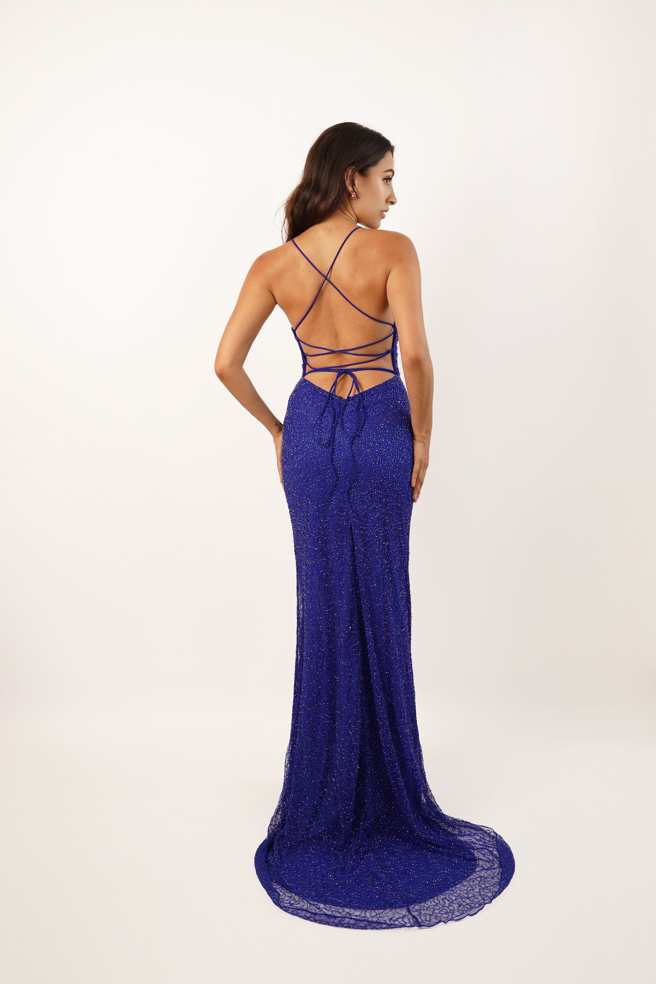 Allie Royal Blue Embellished Evening Gown - Elegant Formal Dress for Prom, Wedding & Special Occasions