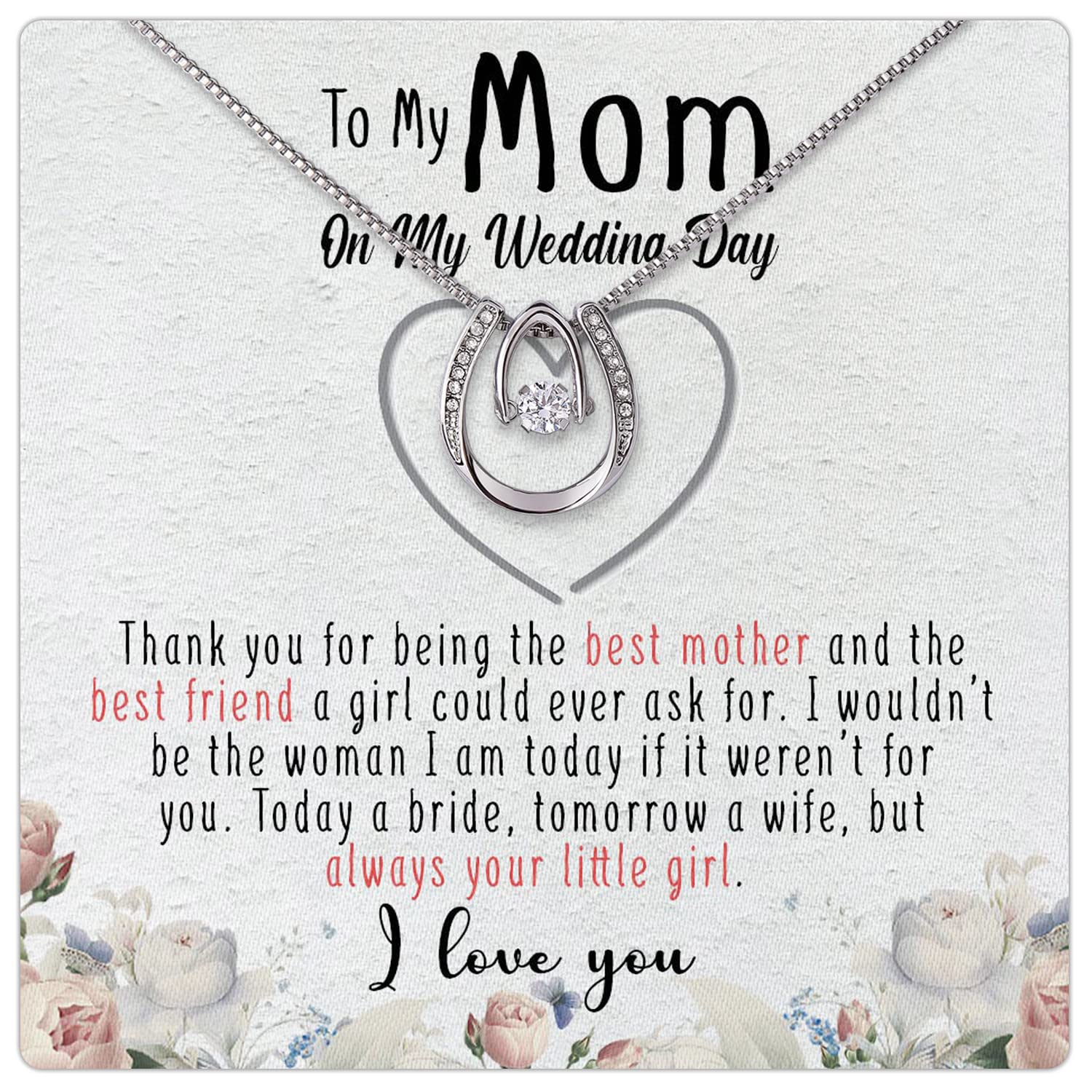 Meaningful Mother of the Bride Necklace Gift Set - Elegant Jewelry with Personalized Message Card & Luxury Gift Box | Perfect Wedding Gift from Daughter to Mom | Ideal for Mother's Day, Anniversary & Special Occasions