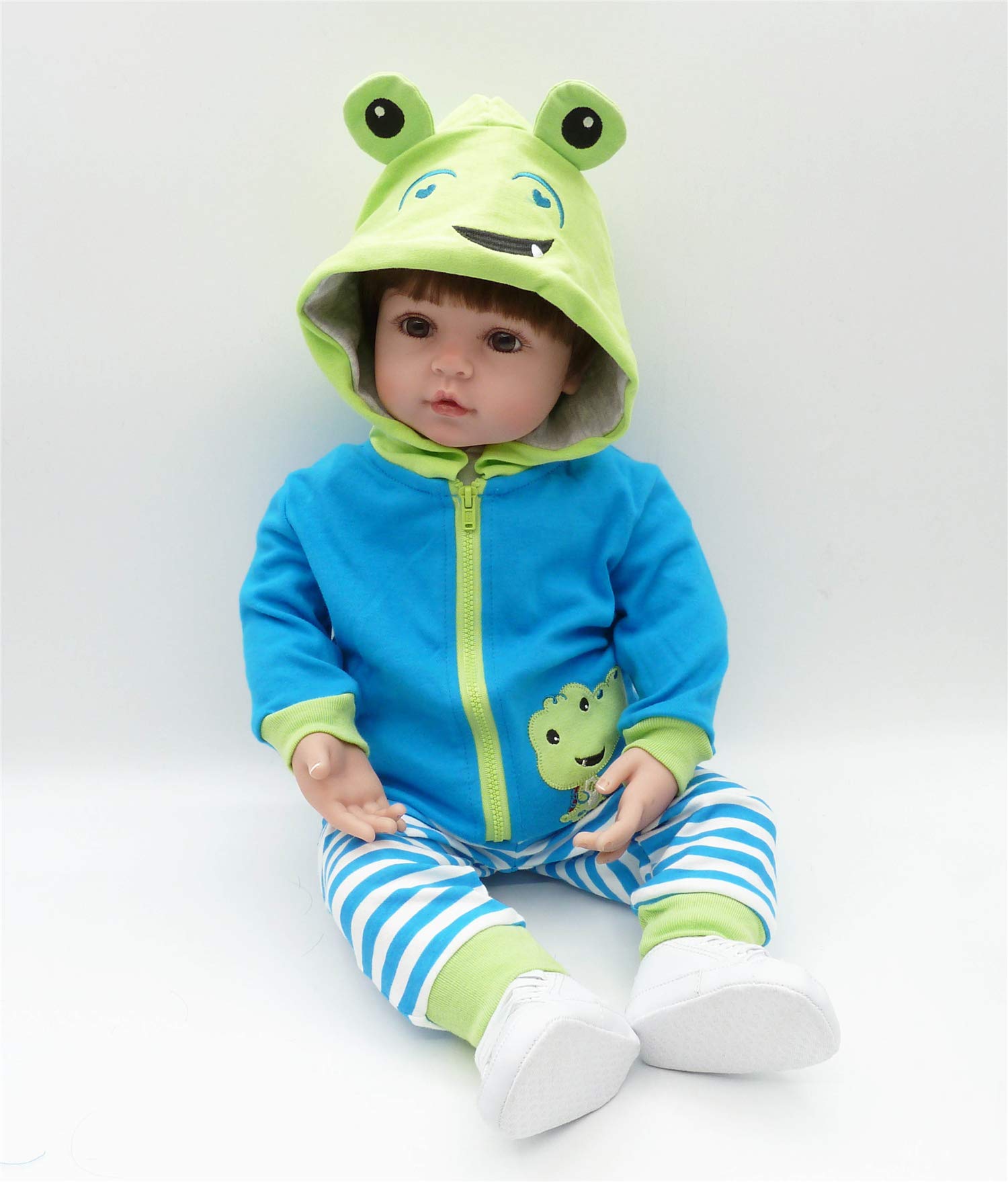 Anano 18 Inch Realistic Reborn Twin Baby Dolls - Soft Cotton Body Silicone Toddler Doll Set (Boy & Girl) for Nursery Decor, Gift Giving & Collectibles