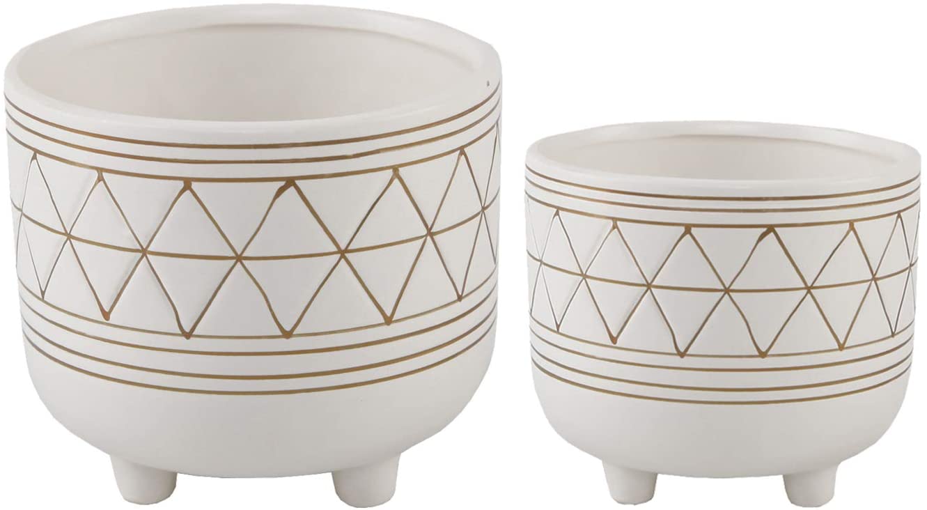 Flora Bunda Mid Century Ceramic Planter Set of 2 - 6