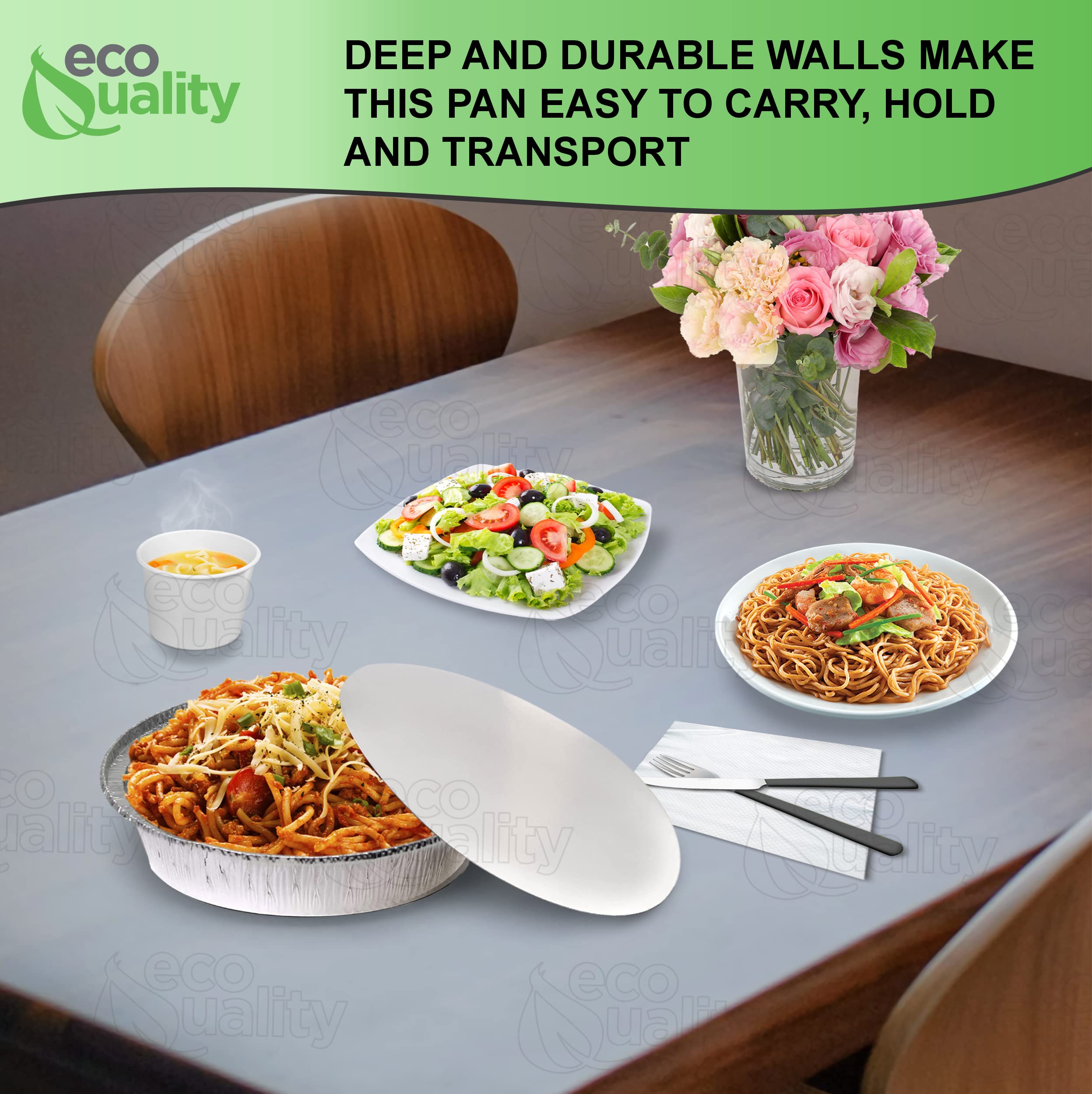 EcoQuality 400-Pack 7-Inch Disposable Aluminum Foil Pans with Board Lids - Round Baking Pans for Cooking, Catering, Restaurants & Parties - Perfect for Meal Prep, Takeout Containers & Food Storage