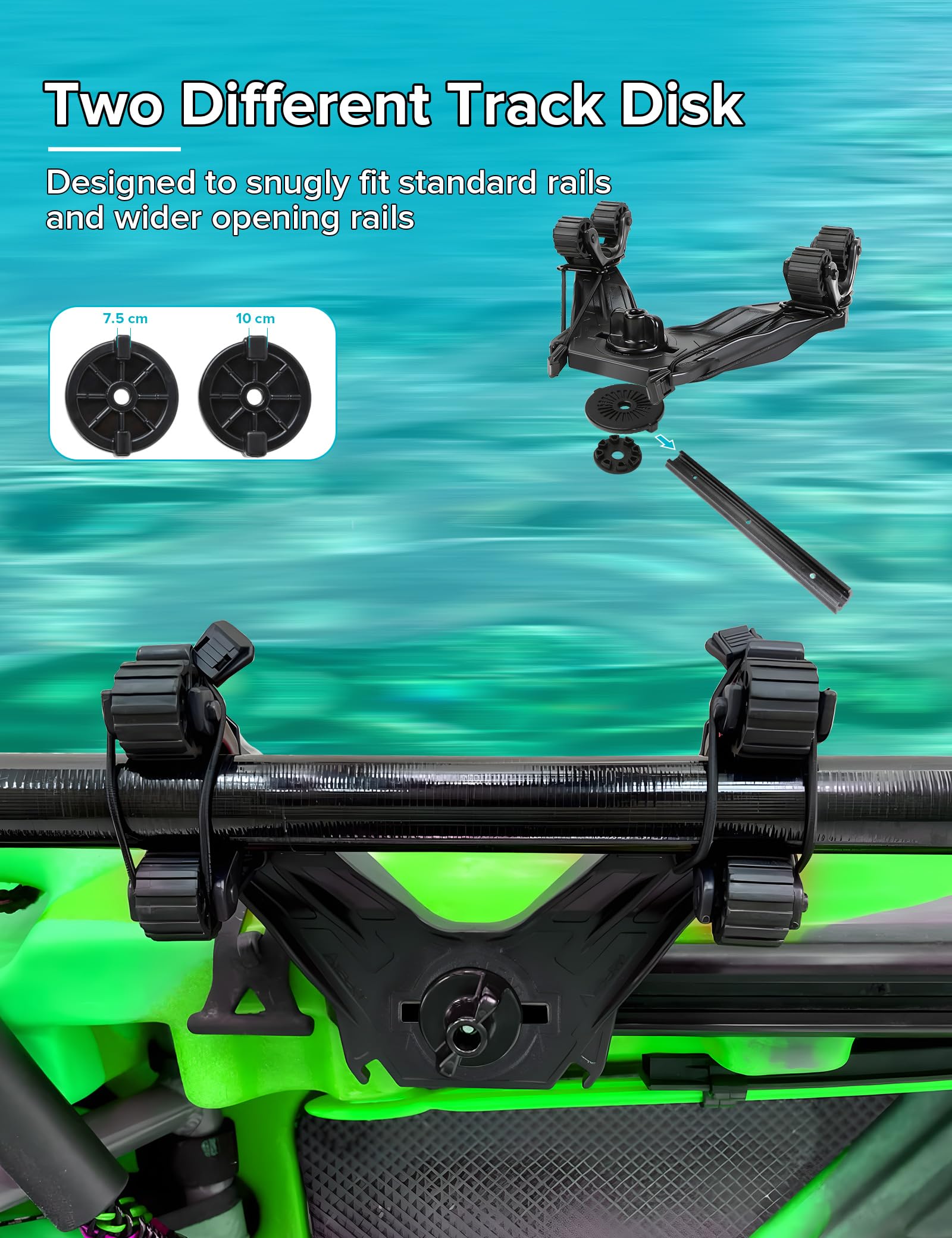 **Kayak Paddle Holder - Dual Head Kayak Track Mount Accessories for Fishing & Kayaking | Secure & Offset Paddle Storage for Kayak Rails | Perfect for Anglers & Outdoor Enthusiasts**