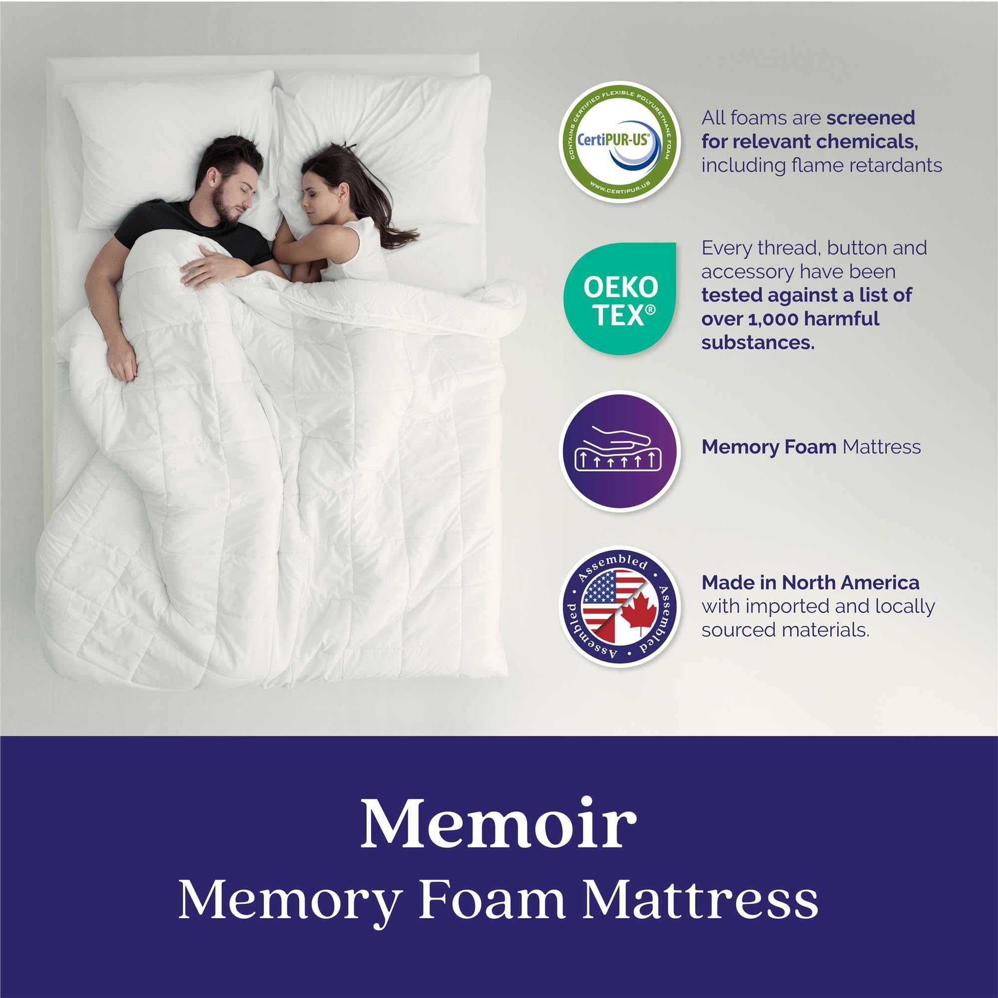 Signature Sleep Memoir 10 Inch Medium Firm Memory Foam Mattress - CertiPUR-US & OEKO-TEX Certified - Full Size Bed Mattress in White - Perfect for Guest Rooms, Dorms & Small Apartments