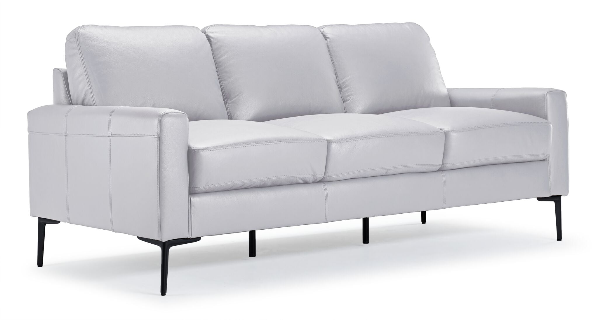 Premium Chito Leather Sofa and Loveseat Set in Silver Grey - Modern Living Room Furniture for Home & Office Comfort