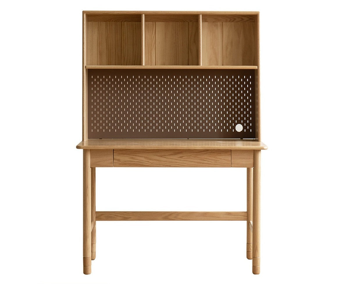 Solid Oak Wood Adjustable Height Kids Study Desk with Bookshelf - Perfect for Homework, Reading & Organizing in Bedroom or Playroom