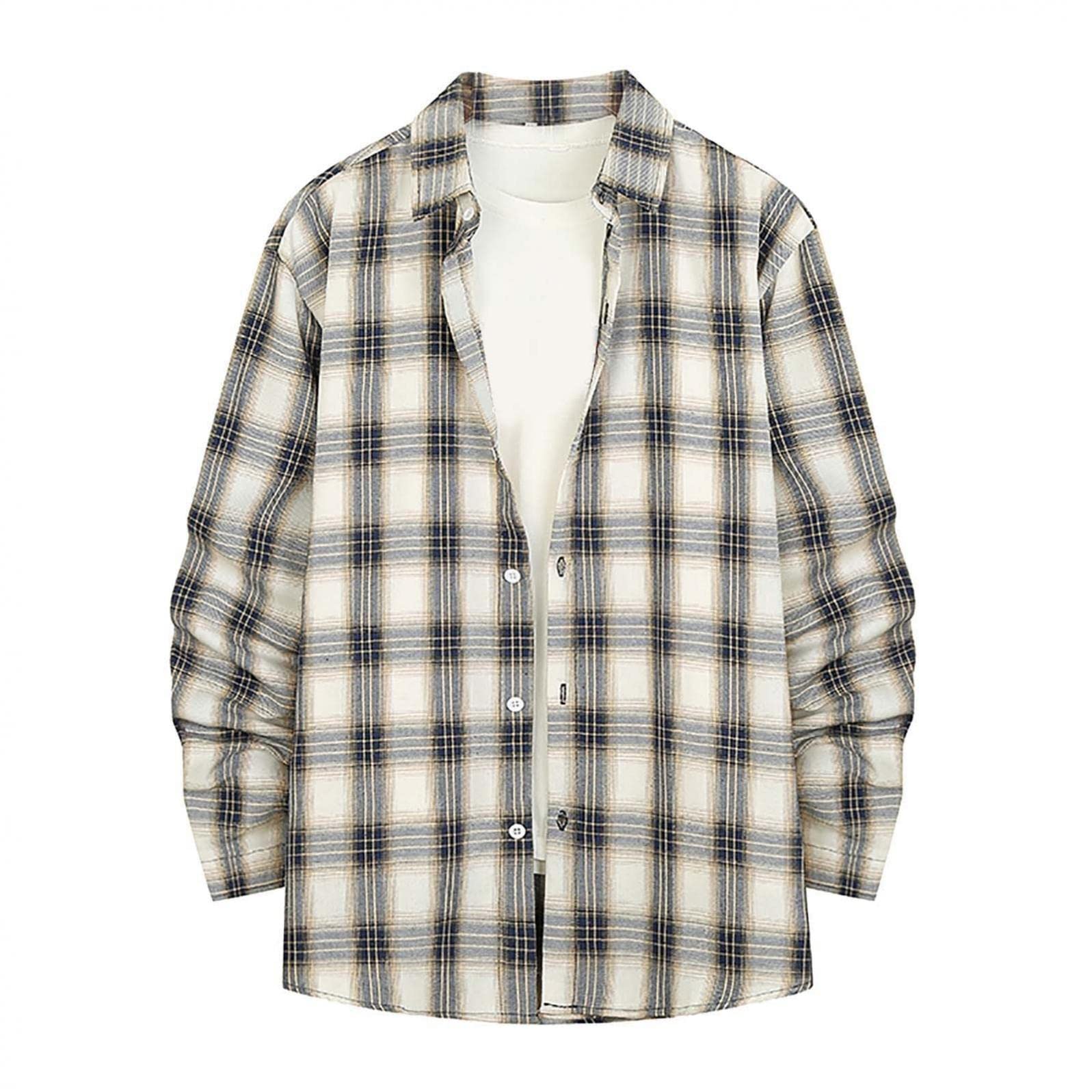 Men's Casual Short Sleeve Button-Down Flannel Shirt - Big & Tall Plaid Lapel Shirt with Pockets | Perfect for Outdoor Activities, Work & Everyday Wear