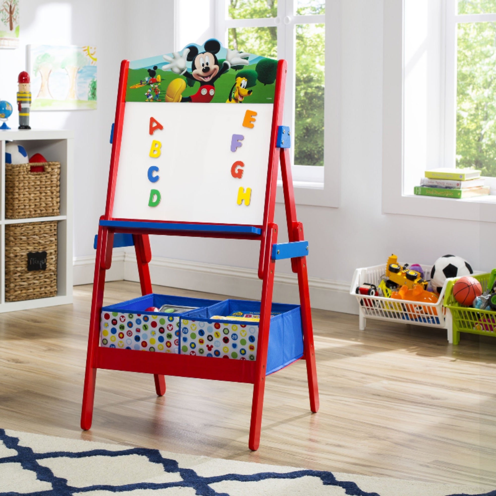 Mickey Mouse Wooden Activity Easel for Kids - Adjustable Double-Sided Chalkboard & Whiteboard - Perfect for Drawing, Learning & Play at Home or School