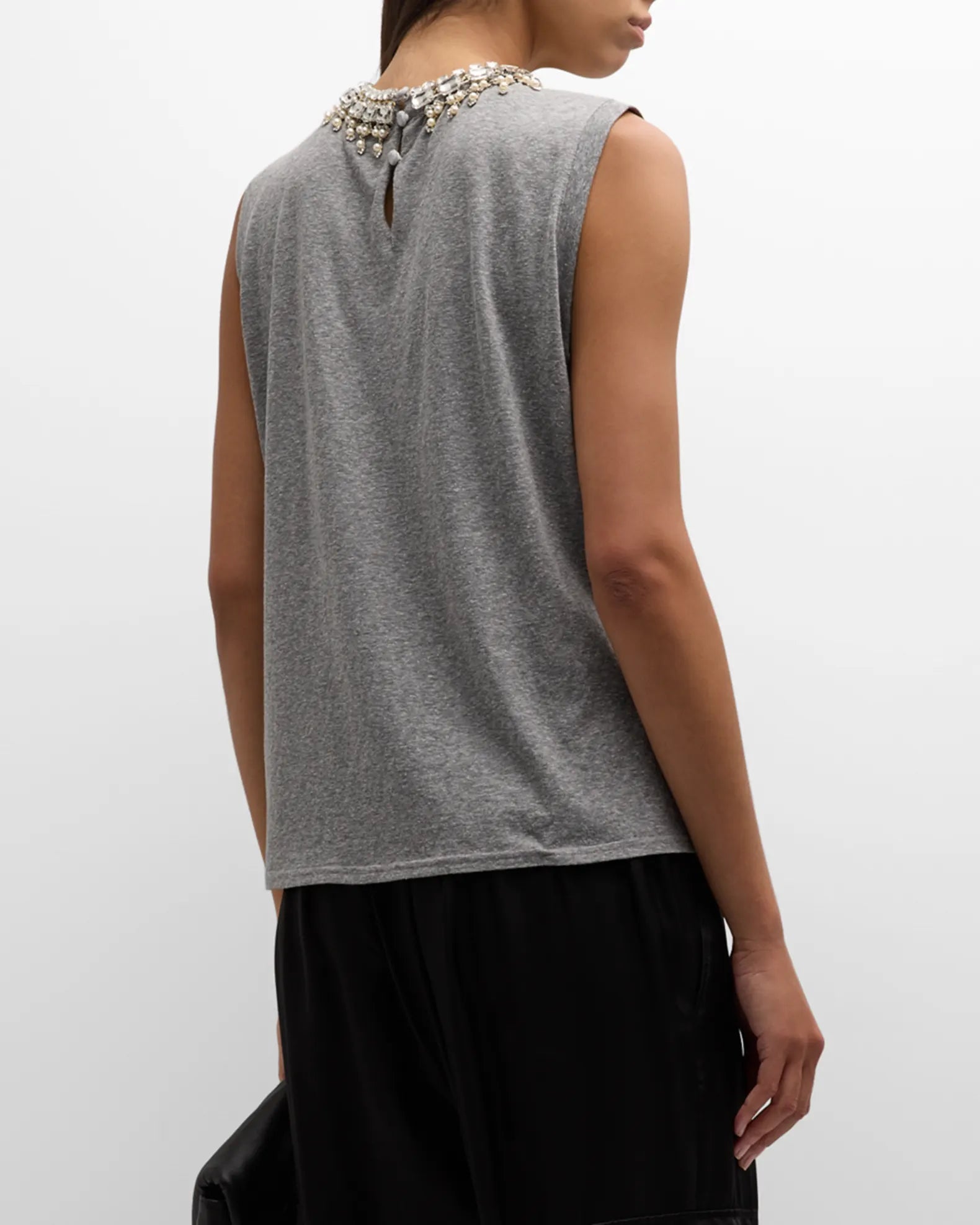 Brielle Embellished Women's Blouse - Heather Grey Chic Tunic Top for Casual Wear, Office & Date Night Outfits