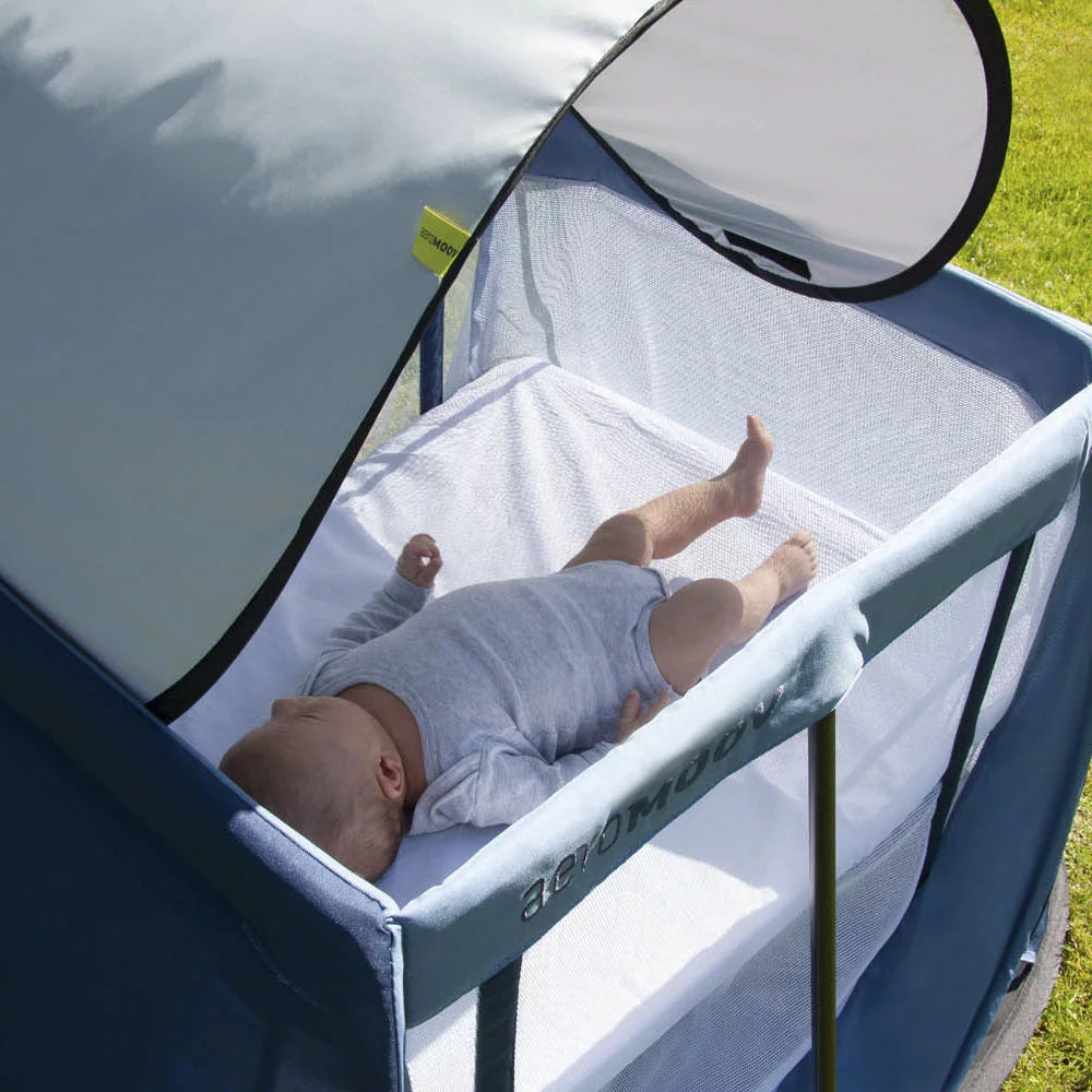 AeroMoov Instant Travel Cot with Mosquito Net & Sunshade - Portable Baby Bed for Camping, Beach, and Outdoor Adventures