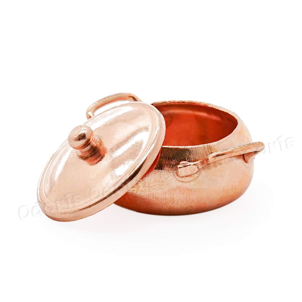1/12 Scale Miniature Copper Pot - Realistic Dollhouse Kitchen Accessories for DIY Miniature Models & Collectibles | Perfect for Dollhouse Decor, Miniature Cooking Scenes, and Tiny Kitchen Displays