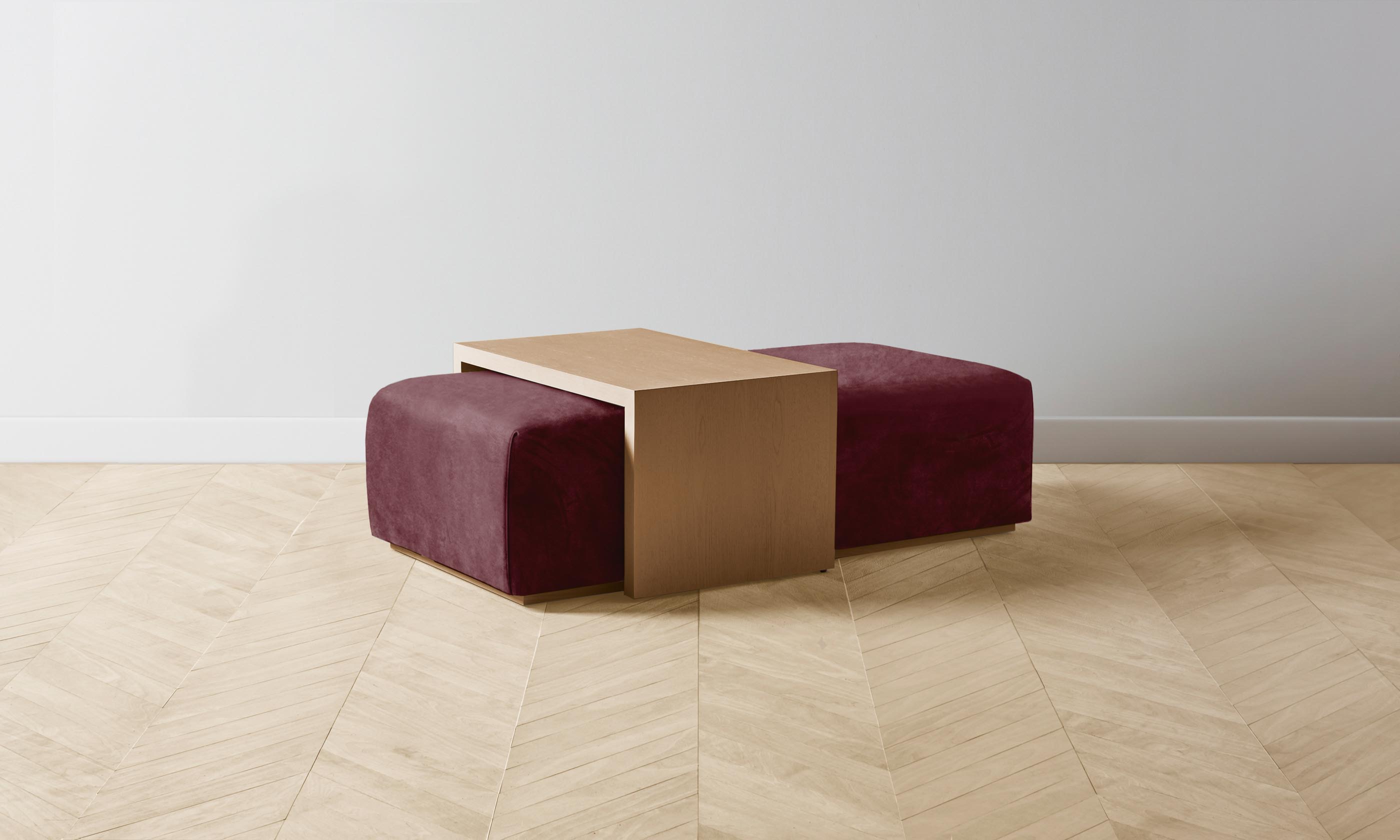 The Bowery Ottoman - Performance Velvet Merlot Upholstered Footrest & Accent Chair for Living Room, Bedroom, or Office