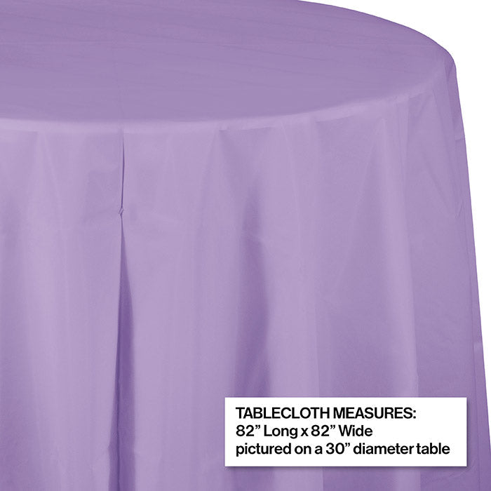 12-Piece Bulk Round Plastic Table Covers - 82 Inch, Luscious Lavender Color - Perfect for Weddings, Parties, and Events Decorations