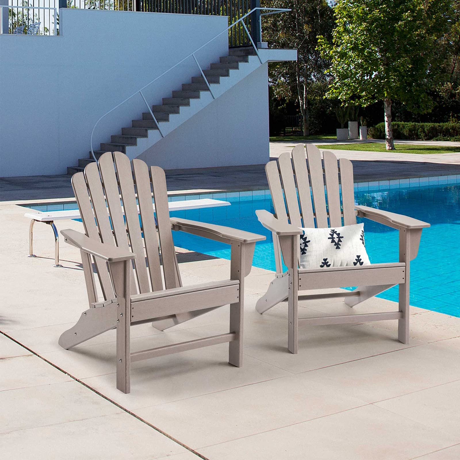 Lazyspace Classic Outdoor Adirondack Chair Set of 2 - Weather-Resistant Patio Furniture for Garden, Porch, Deck & Backyard (Brown) - Perfect for Relaxing, Sunbathing and Outdoor Gatherings