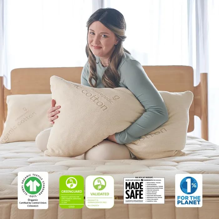 **Naturepedic 2-in-1 Organic Latex Pillow - King Size Adjustable Fill Luxury Bed Pillow for Back & Neck Pain Relief - Perfect for Side Sleepers, Stomach Sleepers & Back Pain Sufferers**