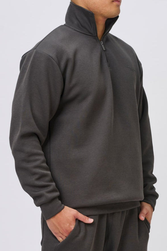 INSPORT Men's DenverTech Quarter Zip Pullover Fleece Top - Ash Grey - Lightweight & Breathable for Outdoor Activities, Hiking & Casual Wear