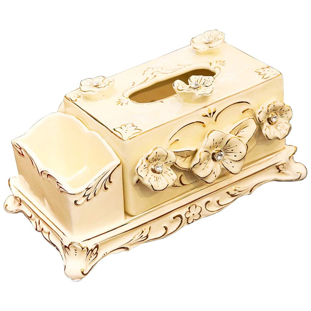 Ceramic Toilet Paper Storage Container - Elegant Bathroom & Bedroom Tissue Box Holder for Living Room, Napkin Roll Organizer - Perfect for Home Decor & Paper Drawer Organization
