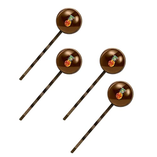4Pcs Pineapple Hair Clips - Cute Fruit Watercolor Brown Hair Accessories for Women & Girls - Perfect for Summer, Beach, Parties & Everyday Style
