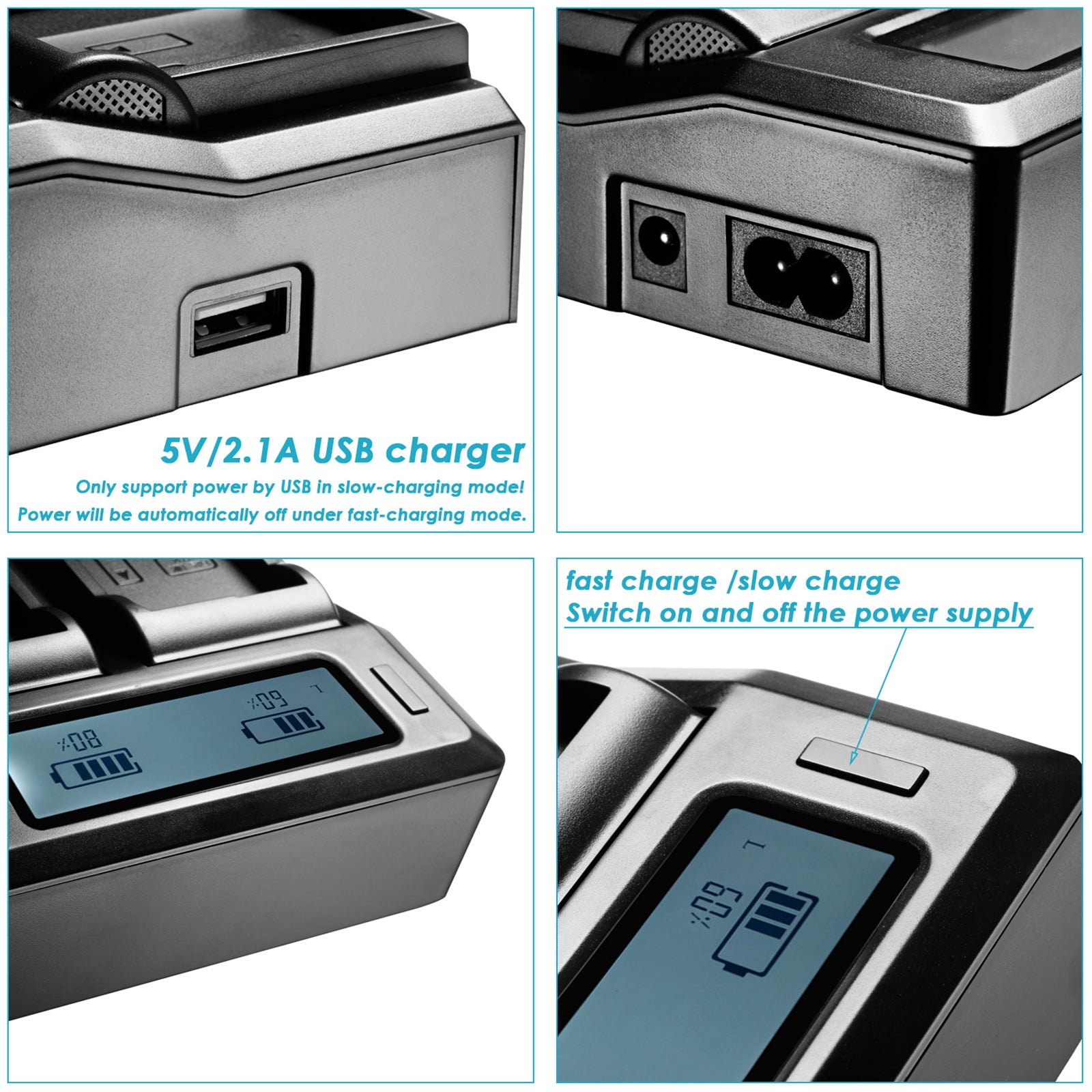 NEEWER Dual Channel Battery Charger for Sony NP-F550 NP-F570 NP-F750 Camcorder Batteries - Fast Charging for Sony Handycam, DSLR & Mirrorless Cameras - Perfect for Travel, Vlogging & Professional Photography