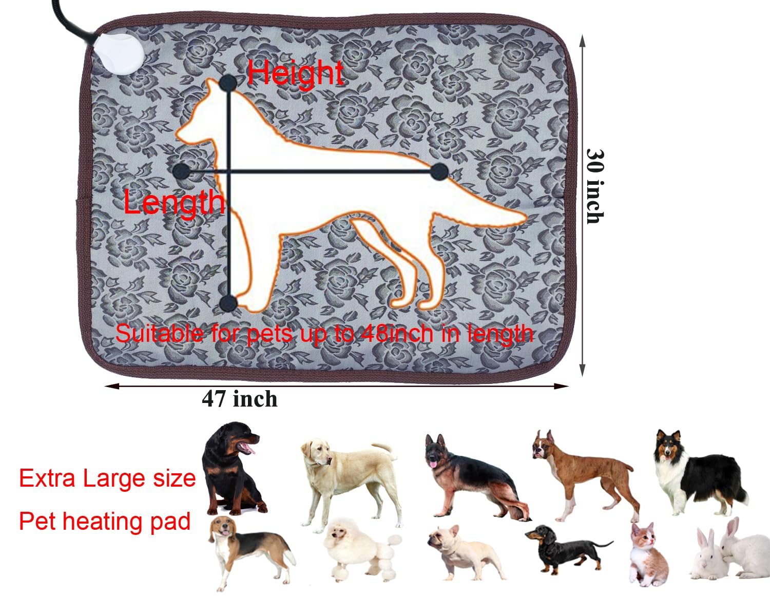 Extra Large Electric Pet Heating Pad - Waterproof & Easy Clean Heated Bed Mat for Dogs & Cats - Perfect for Whelping Boxes, Outdoor Dog Houses & Winter Warmth