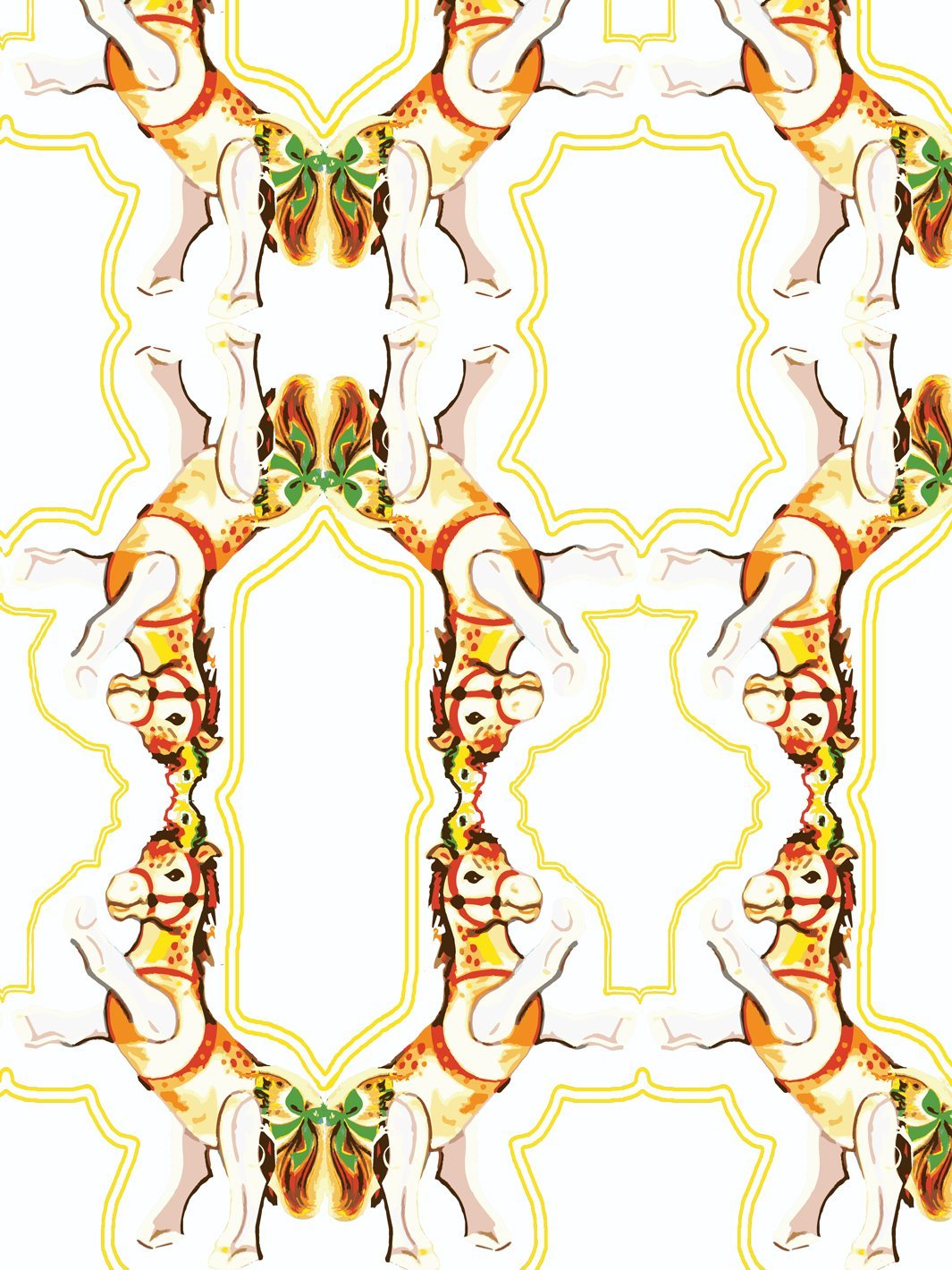 Fisher Price™ 'Horse Arc' White Wallpaper - Premium Nursery Wall Decor for Baby Rooms & Kids Bedrooms