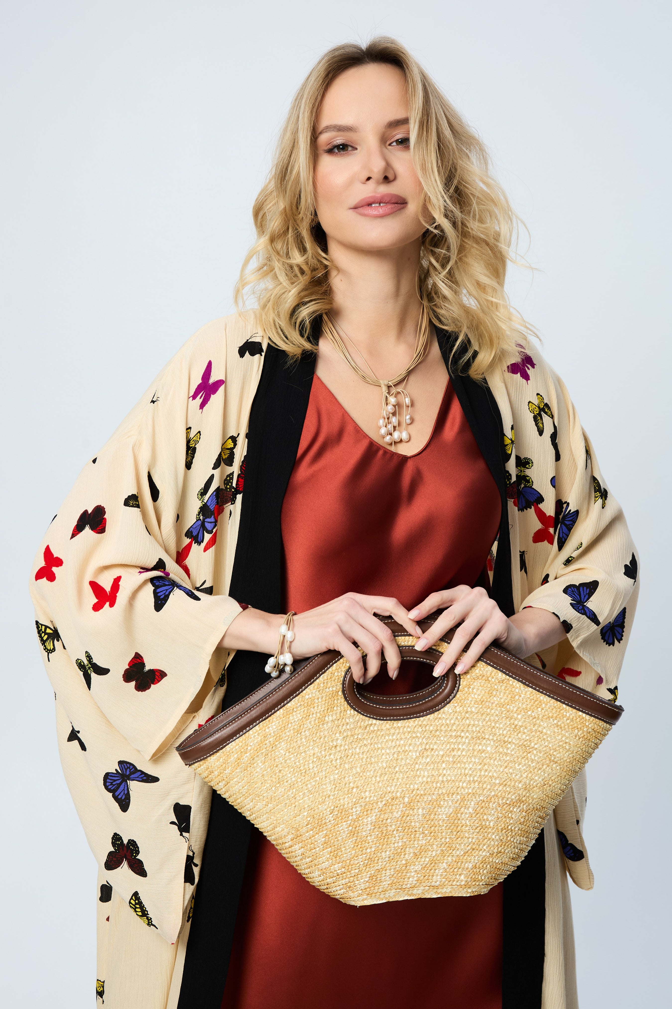 Butterfly Kisses Kimono Robe - Women's Floral Lightweight Bathrobe for Spa, Lounge & Beach Cover-Up - Soft Comfortable Sleepwear & Loungewear