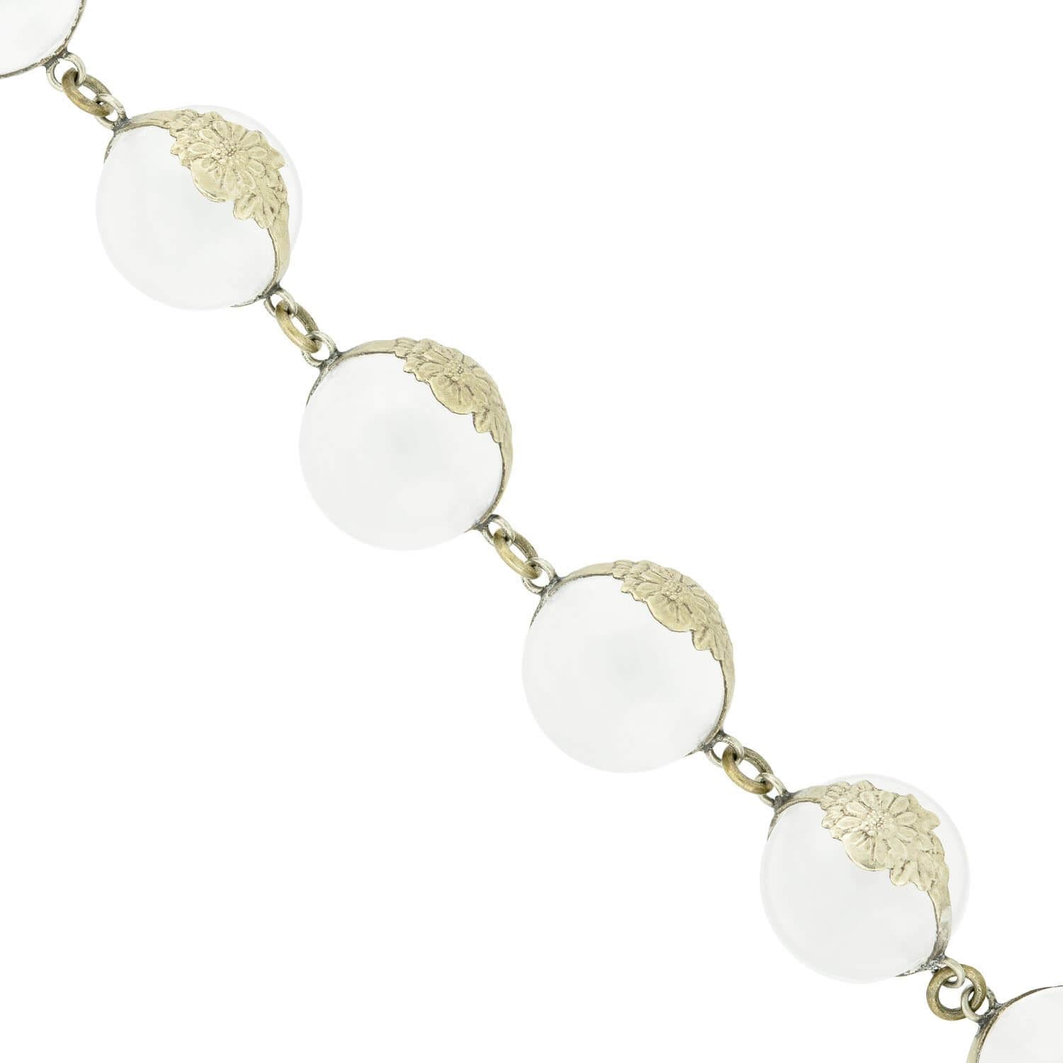 Art Deco Sterling Silver Rock Quartz Crystal Pools of Light Set - Vintage Jewelry for Women, Unique Statement Necklace & Earrings Set, Perfect for Weddings, Parties & Special Occasions