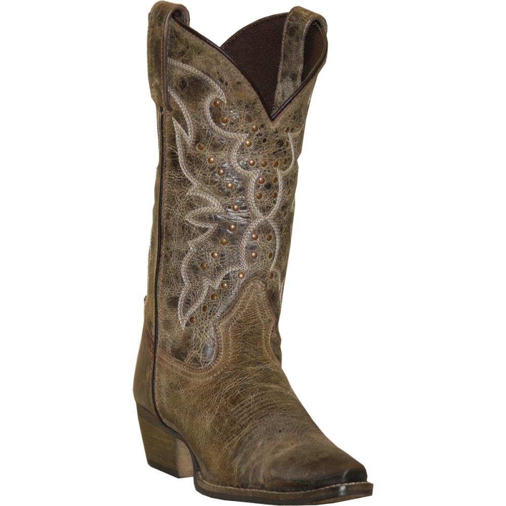 12-inch Rawhide Women's Tan Leather Cowboy Boots with Nailheads - Size 6 M | Western Fashion, Country Dancing & Rodeo Outfits